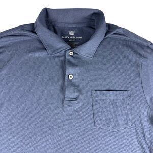Mack Weldon Polo Shirt Mens Large Blue Short Sleeve Golfing Pocket Outdoor Pique